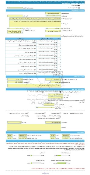 مناقصه، مناقصه عمومی یک مرحله ای مناقصه عمومی یک مرحله ای پروژه اجرای ادامه احداث و تکمیل کانال محله جنت آباد شهر پالیزو طبق عملیات در موافقت نامه