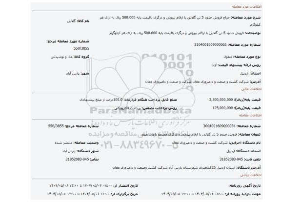 مزایده، فروش حدود 5 تن گلابی با ارقام بیروتی و درگزی باقیمت پایه 500.000 ریال به ازای هر کیلوگرم