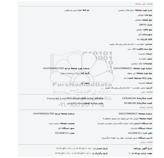مزایده، ملک شخصی