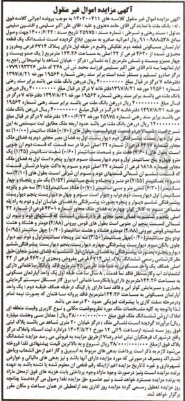 مزایده فروش یک قطعه آپارتمان مسکونی به مساحت 124.26 مترمربع