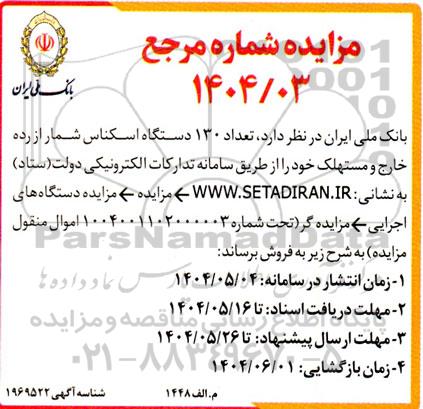 مزایده فروش تعداد 130 دستگاه اسکناس شمار از رده خارج و مستهلک