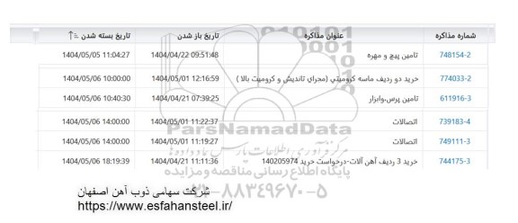 استعلام تامین پیچ و مهره...