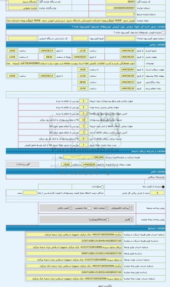 مزایده ، فروش حدود 40000 کیلوگرم یونجه دانشکده دامپزشکی دانشگاه شیراز