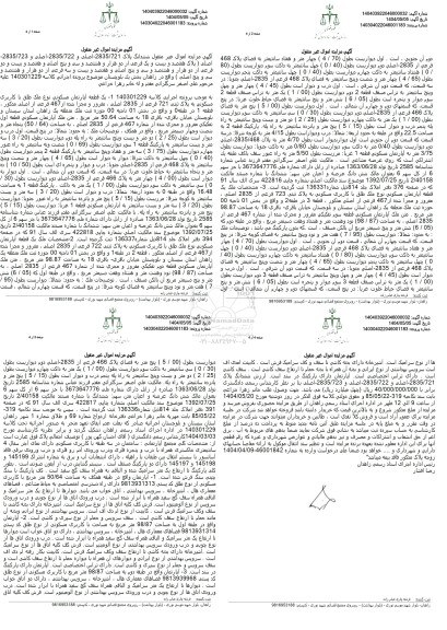 مزایده فروش یک قطعه آپارتمان مسکونی به پلاک ثبتی 721 فرعی از 2835 اصلی 