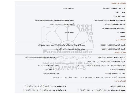 مزایده، تجاری