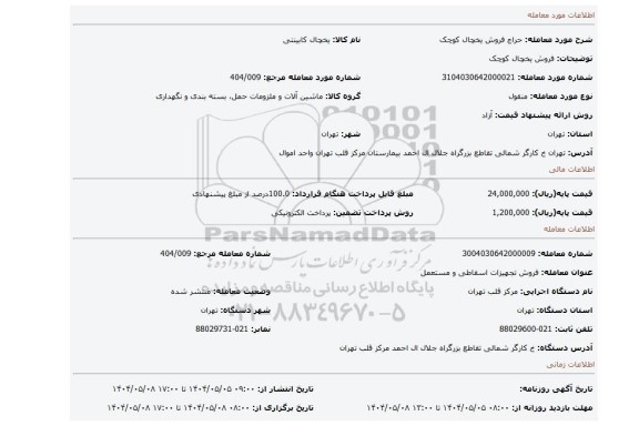 مزایده، فروش یخچال کوچک