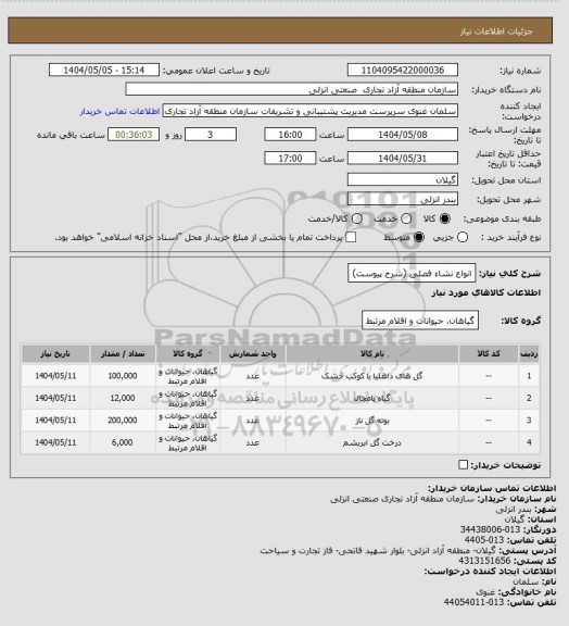 استعلام انواع نشاء فصلی (شرح پیوست)