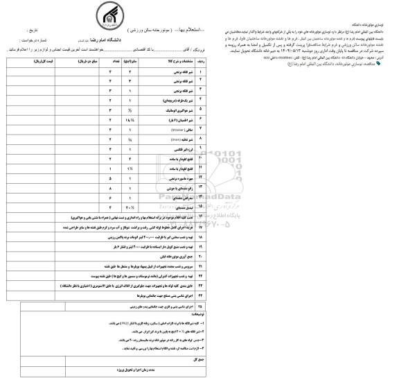 استعلام نوسازی موتورخانه دانشگاه