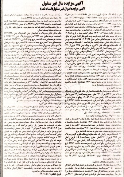 مزایده ششدانگ عرصه و اعیان یک قطعه مغازه 