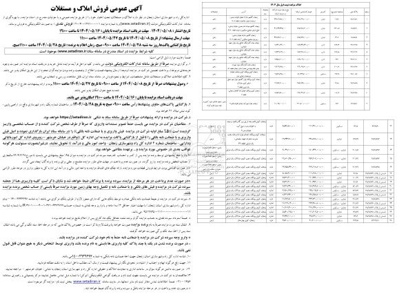 مزایده فروش املاک و مستغلات