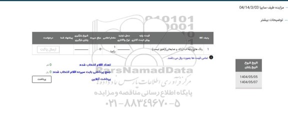 مزایده رنگ های پایه حلال (راکد و ضایعاتی)
