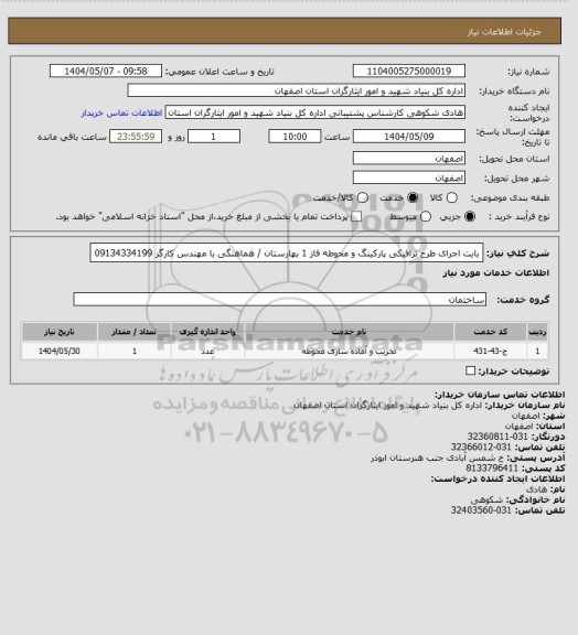 استعلام بابت اجرای طرح ترافیکی پارکینگ و محوطه فاز 1 بهارستان / هماهنگی با مهندس کارگر 09134334199