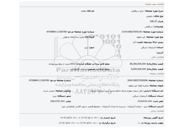 مزایده، سرقفلی