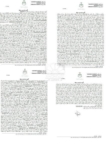 مزایده ششدانگ یک قطعه به مساحت 1220 مترمربع 