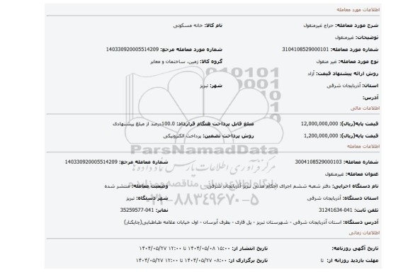 مزایده، غیرمنقول