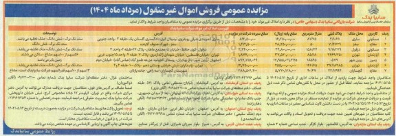 مزایده فروش اموال غیرمنقول 