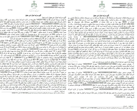 مزایده فروش ششدانگ یک قطعه خانه به پلاک ثبتی 1361 فرعی از 13 اصلی 