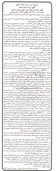 مزایده یک قطعه آپارتمان ملک طلق به پلاک ثبتی 1899 فرعی از 107 اصلی 