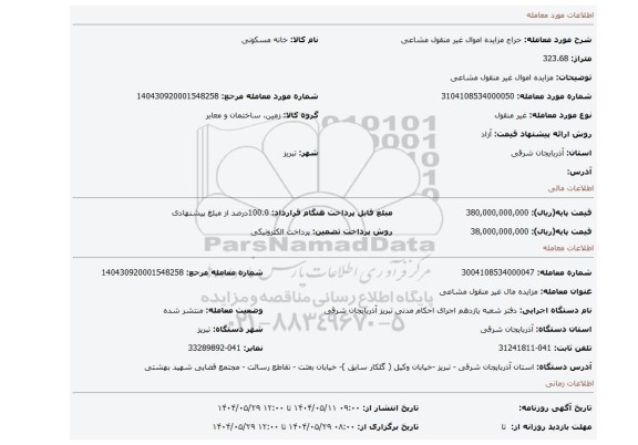 مزایده، مزایده اموال غیر منقول مشاعی