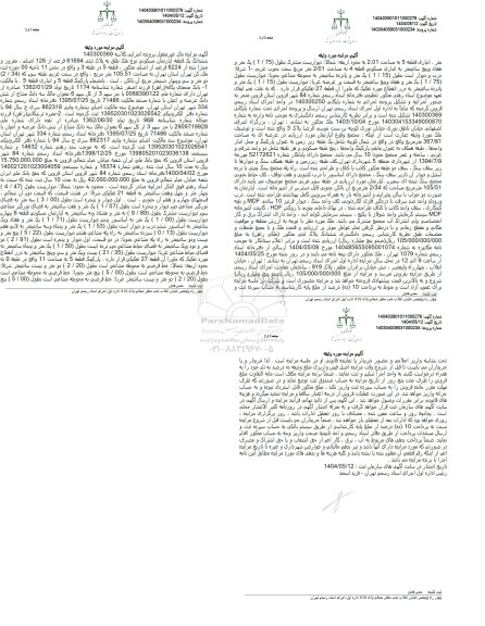 مزایده فروش ملک به پلاک ثبتی 61694 فرعی از 126 اصلی