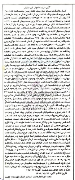 مزایده فروش ششدانگ یک قطعه زمین به مساحت 2002.82 مترمربع با پلاک ثبتی 312 فرعی از 2 اصلی