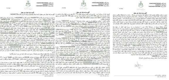 مزایده فروش یک دانگ از ششدانگ ملک با پلاک ثبتی 19483 فرعی از 77 اصلی
