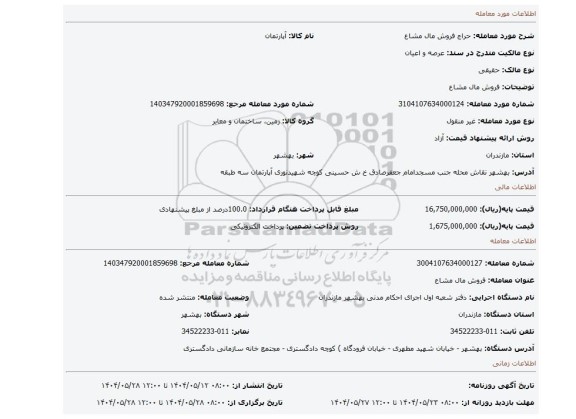 مزایده، فروش مال مشاع