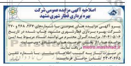 اصلاحیه مزایده اجاره منافع فضای تجاری جهت استقرار 10 دستگاه فروش خودکار نوشیدنی...