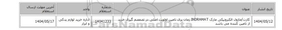 کارت/ماژول ‎الکترونیکی مارک INDRAMAT زمان بری تامین اولویت اصلی در تصمصم گیری خرید از تامین کننده می باشد
