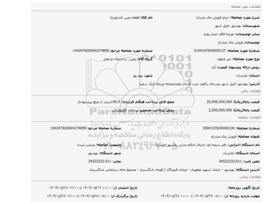مزایده، فروش مال مشاع