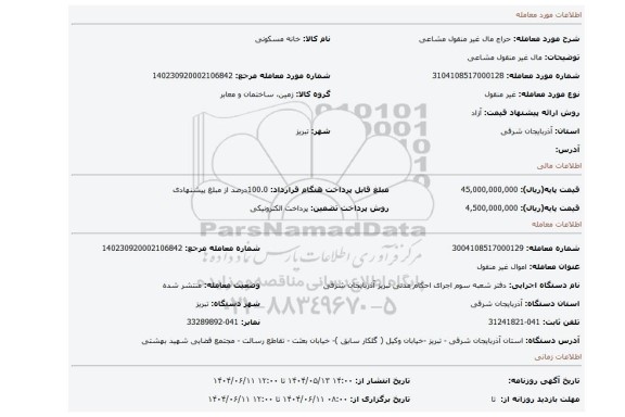 مزایده، مال غیر منقول مشاعی