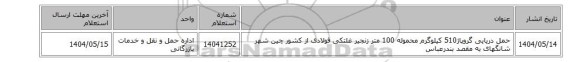 حمل دریایی گروپاژ510 کیلوگرم محموله 100 متر زنجیر غلتکی فولادی  از کشور چین شهر شانگهای به مقصد بندرعباس