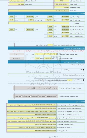 مزایده ، شیفت عصر دبیرستان پرالک