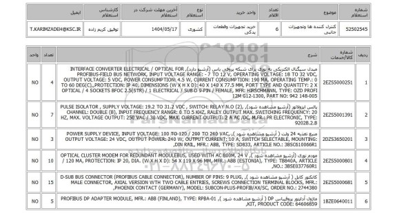 استعلام کنترل کننده ها وتجهیزات جانبی