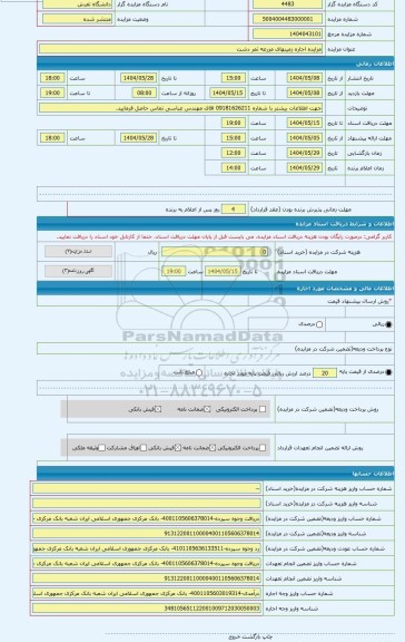 مزایده ، مزایده اجاره زمینهای مزرعه ثمر دشت