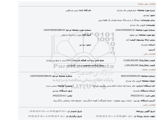 مزایده، فروش مال مشاع