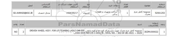 استعلام مجموعه کامل چرخ محرک
