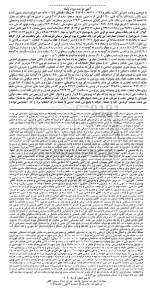 مزایده ششدانگ پلاک ثبتی 1250 فرعی از 8 اصلی