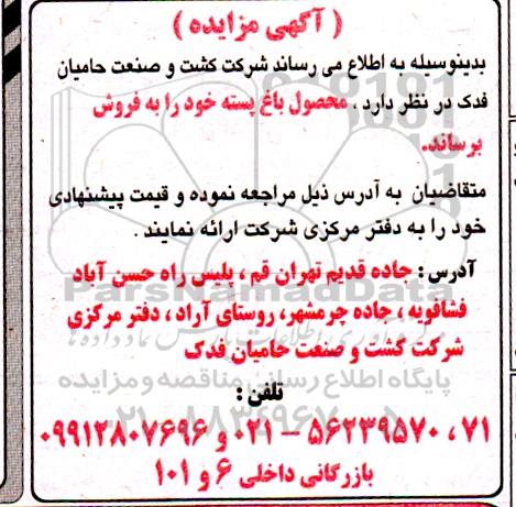 مزایده محصول باغ پسته