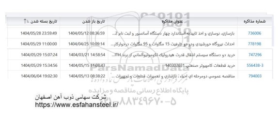 مذاکره بازسازی، نوسازی و اخذ تاییدیه استاندارد چهار دستگاه آسانسور و ثبت نام 2 ...