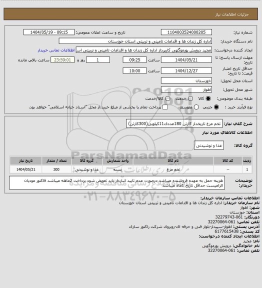 استعلام تخم مرغ تاریخدار کارتن 180عددی11کیلویی(300کارتن)