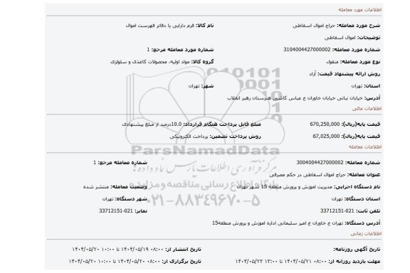 مزایده، اموال اسقاطی