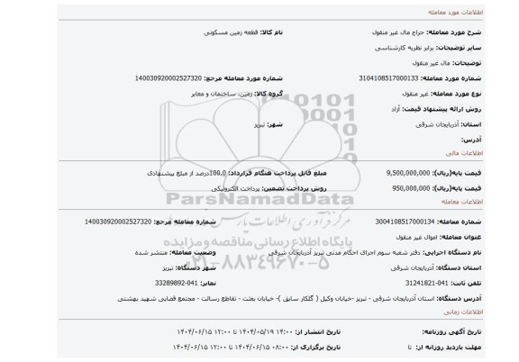 مزایده، مال  غیر منقول