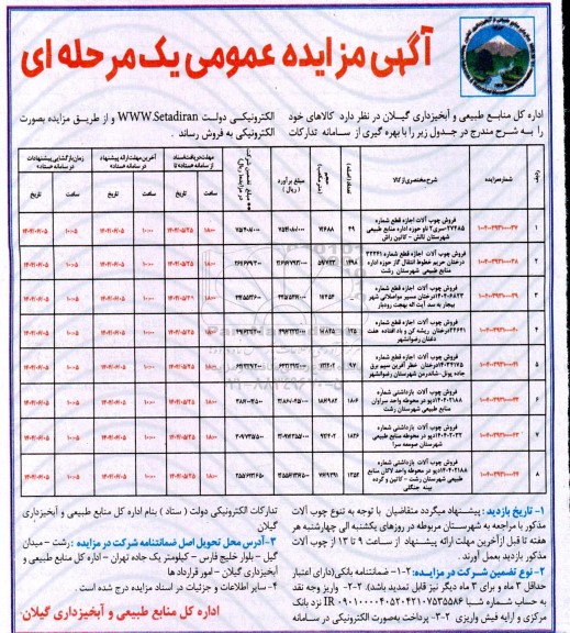 مزایده فروش چوب آلات
