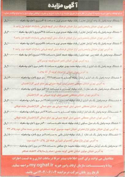 مزایده رقبات و مسکونی