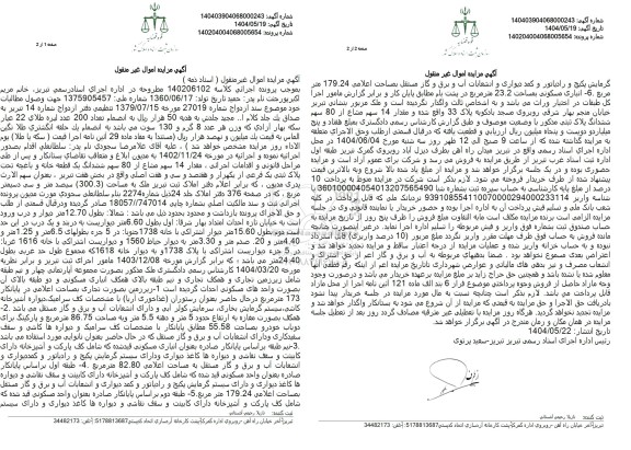 مزایده مقدار 14 سهم مشاع از 80 سهم ششدانگ یک قطعه خانه 