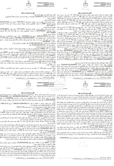 مزایده یک قطعه آپارتمان مسکونی به مساحت 113.93 مترمربع