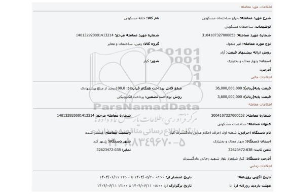 مزایده، ساختمان مسکونی