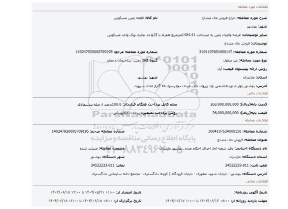 مزایده، فروش مال مشاع