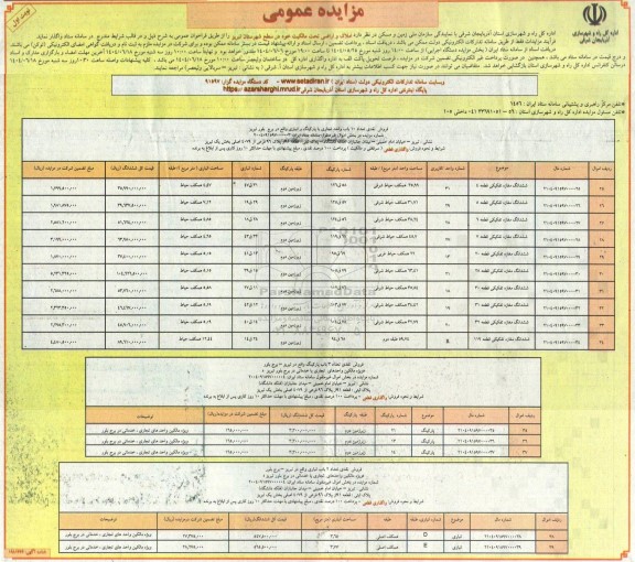 مزایده فروش املاک و اراضی تحت مالکیت خود در سطح شهرستان تبریز 
